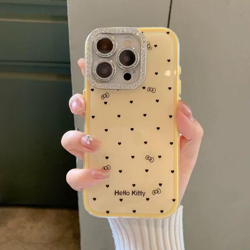 Verano nuevo color sólido amor borde de diamante para iphone16ProMx funda para teléfono móvil Apple 14/15 pareja 13 nuevo