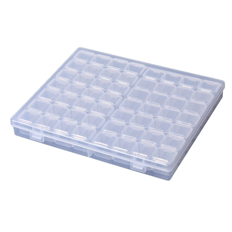 56 rejilla transparente PP caja de piezas de uñas 28 cosas pequeñas caja de plástico caja de almacenamiento con tapa caja de piezas de rejilla al por mayor