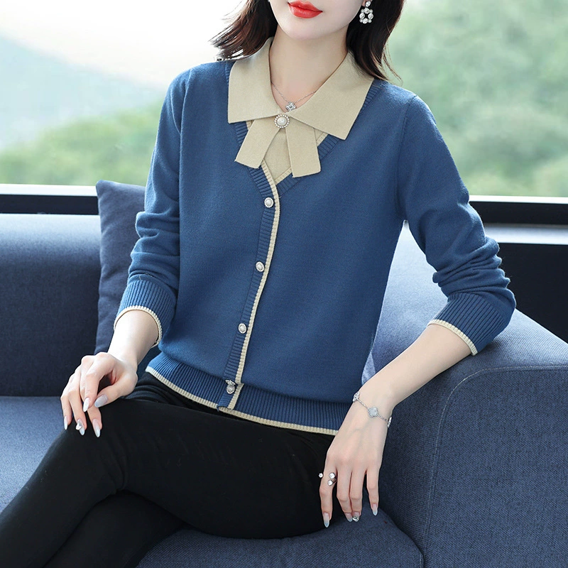 Трикотажный костюм для мам среднего возраста, весна-осень, модный 2024, новый осенний Элегантный Топ для женщин среднего и пожилого возраста