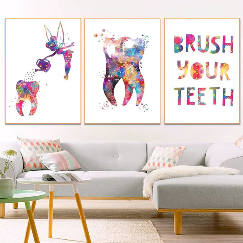 Dental Art Teeth Wall Pictures Oil Painting Living Room Sofa Background Wall Canvas Painting Bedroom Hanging Painting Poster