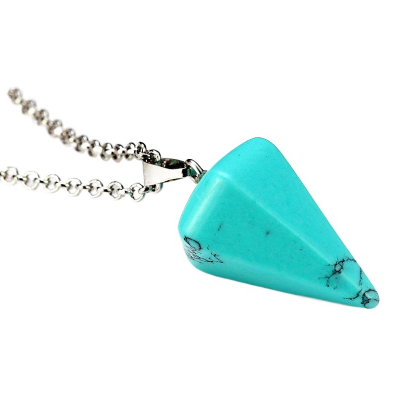 Moda simple transfronteriza joyería hexagonal columna cristal ágata colgante collar cónico espíritu péndulo collar de cristal al por mayor