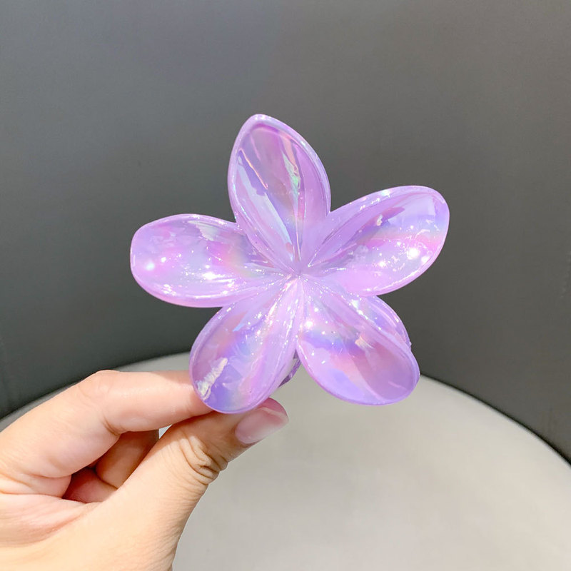 クロスボーダー真珠光沢のあるカラフルなプルメリアクリップ甘いガーリーハートフラワーヘアクリップ後頭部サメクリップカラフルなヘアクリップ|undefined