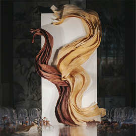 婚庆巨型纸花纸艺飘带手工DIY造型自由曲线美塑花橱窗背景装饰花