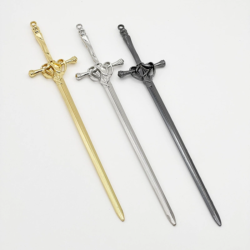 Новый китайский стиль Сплав Меч шпилька DIY антикварный ханьфу головной убор Диск Волосы одно слово шпилька электрофорез гальванический подвесной меч