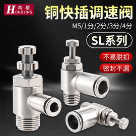 气管快速接头快插调速开关调节阀节流阀气动可调SL 6 8 01 02 M5
