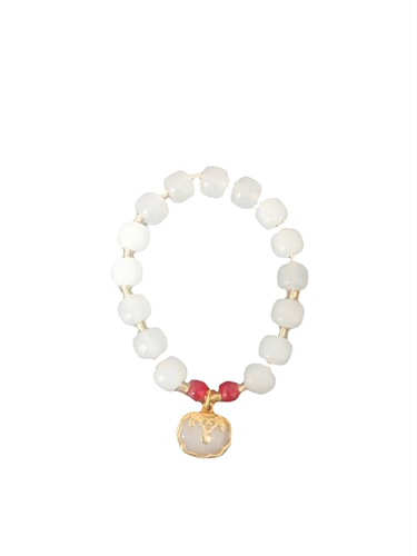 Live stream best-selling imitated Hetian white jade bead bracelet, white jade bracelet for men and women, longevity lock bracelet, gift recommendation
