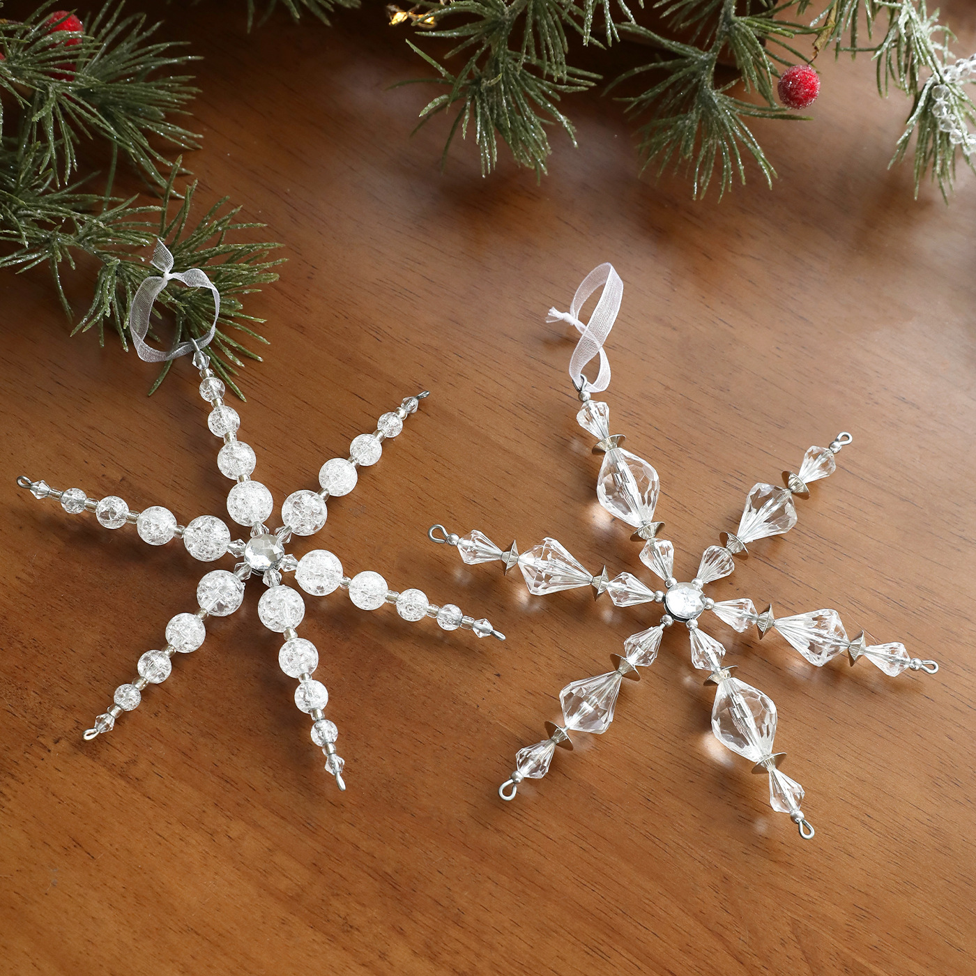Transfronterizo transparente acrílico flocos de nieve colgante estrella hexagonal de alta calidad decoración de árbol de Navidad diseño de escena colgante