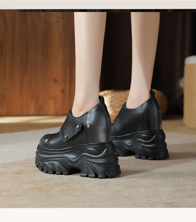 Giày cao gót nữ platform đế dày da thật cổ điển, gót 14 cm — Màu nâu chi tiết 6