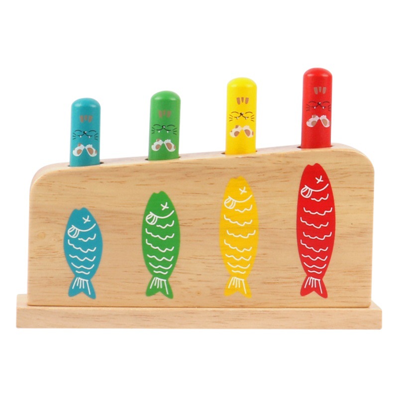 Palo elástico educación temprana 1-3 años palo elástico de madera bebé juego de rompecabezas palo elástico bebé juguete color a juego