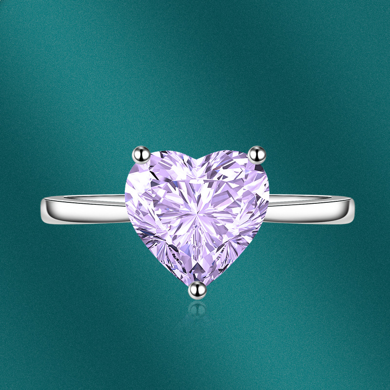 Fashion Heart Shape Copper Inlay Zircon Rings 1 Piece