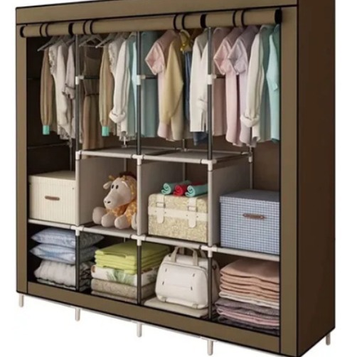 Armario simple transfronterizo, armario de almacenamiento de dormitorio grande de cuatro filas, tubo de acero, dormitorio de alquiler para el hogar, armario de montaje