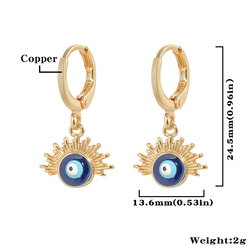 Fashion Devilu0027S Eye Heart Shape Copper Inlay Zircon Earrings 1 Pair