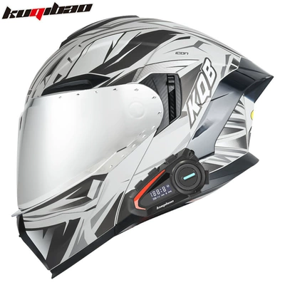 3C Certified Full-Face Helmet, Motosiklet kaskı (dəbilqə) - matte-with-k20-bluetooth-with-silver-plating-m