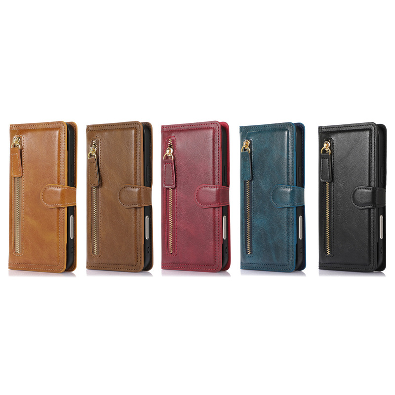 Zipper Leather Case Suitable for Samsung 26Ultra Full Coverage S25Ultra Multi-Card A17 Anti-Drop S20Fe