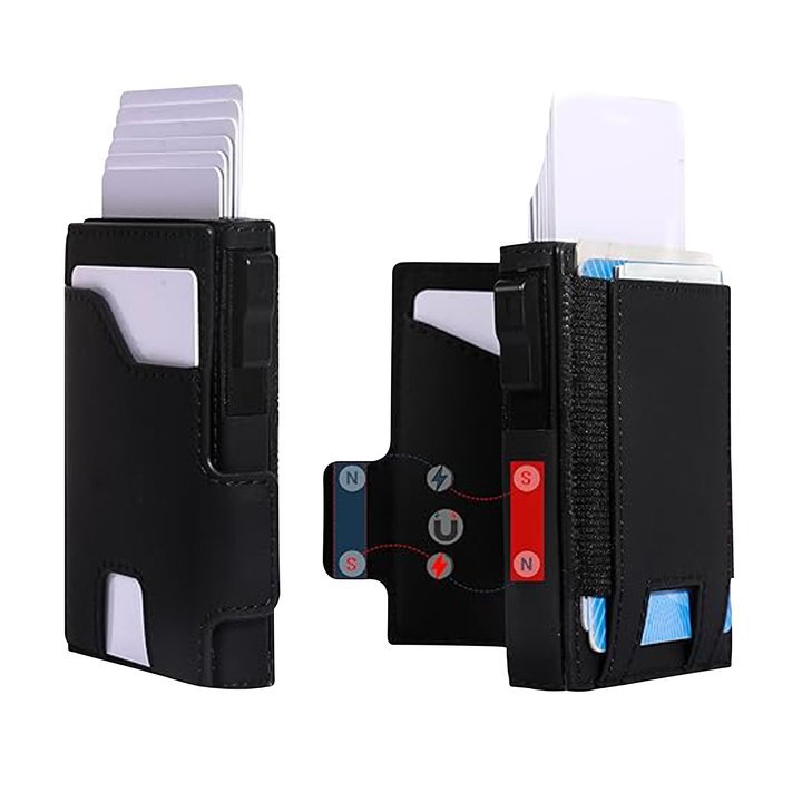 Amazon gran capacidad RFID anti-robo cartera de cuero de alto nivel para hombres dos plegables cartera de cuero de negocios