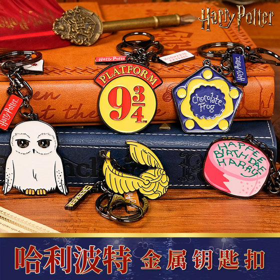 Harry Potter Keychain Hedwig Haige Cake Nine and Three Tenths Birthday Gift Metal Surrounding