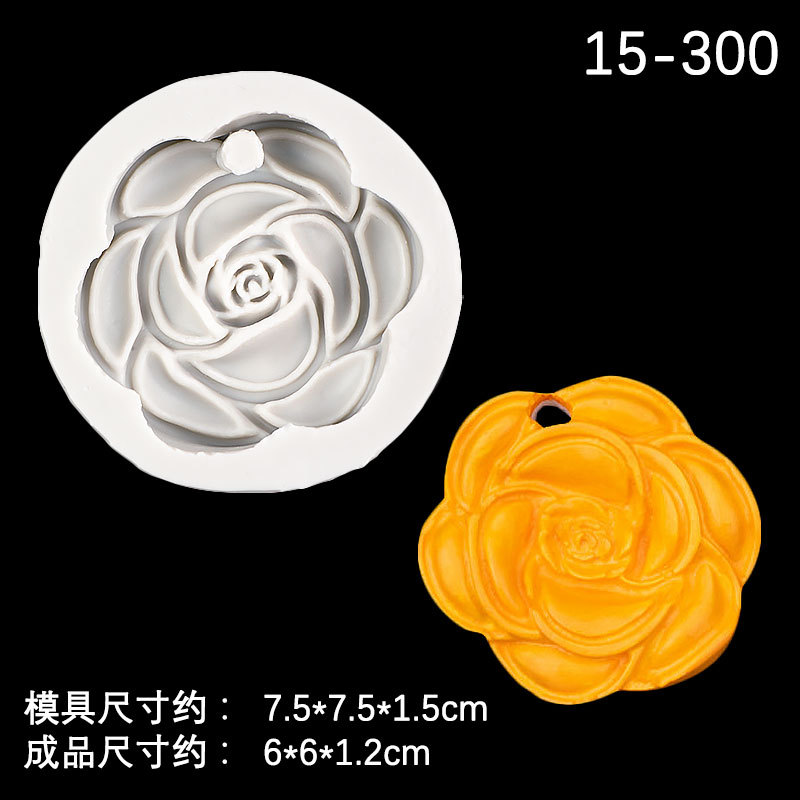 Rose forma simple molde de silicona con agujeros creativo para hornear accesorios bricolaje epoxi llavero yeso