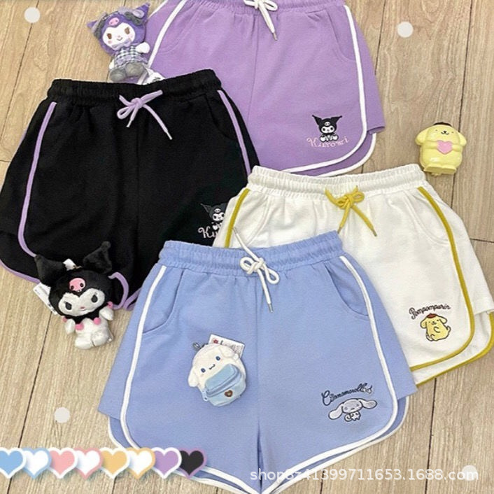 Summer new Japanese cute cartoon Yugui dog casual sports shorts women's loose simple soft pajama pants outer wear
