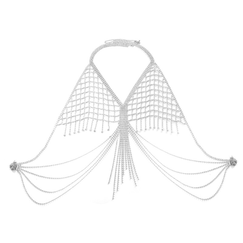Europa y América de lujo llena de diamantes accesorios de cinturón de pecho de lujo para mujeres clube de noche fiesta sexy bikini bra decoración de cadena de cuerpo