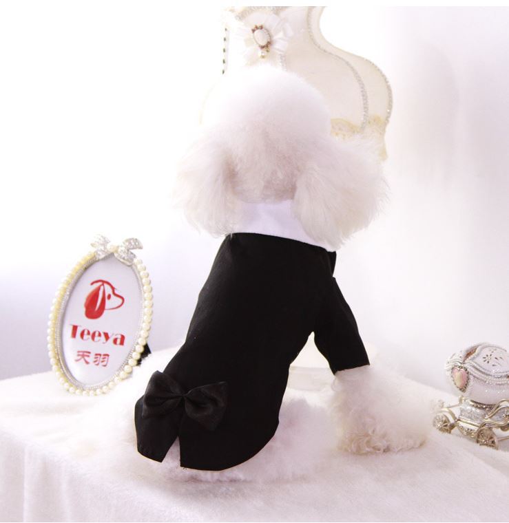 Primavera y verano gato falso de dos piezas esmoquin para perros Teddy Bichon Pomeranian ropa para perros traje para mascotas vestido suministros para gatos
