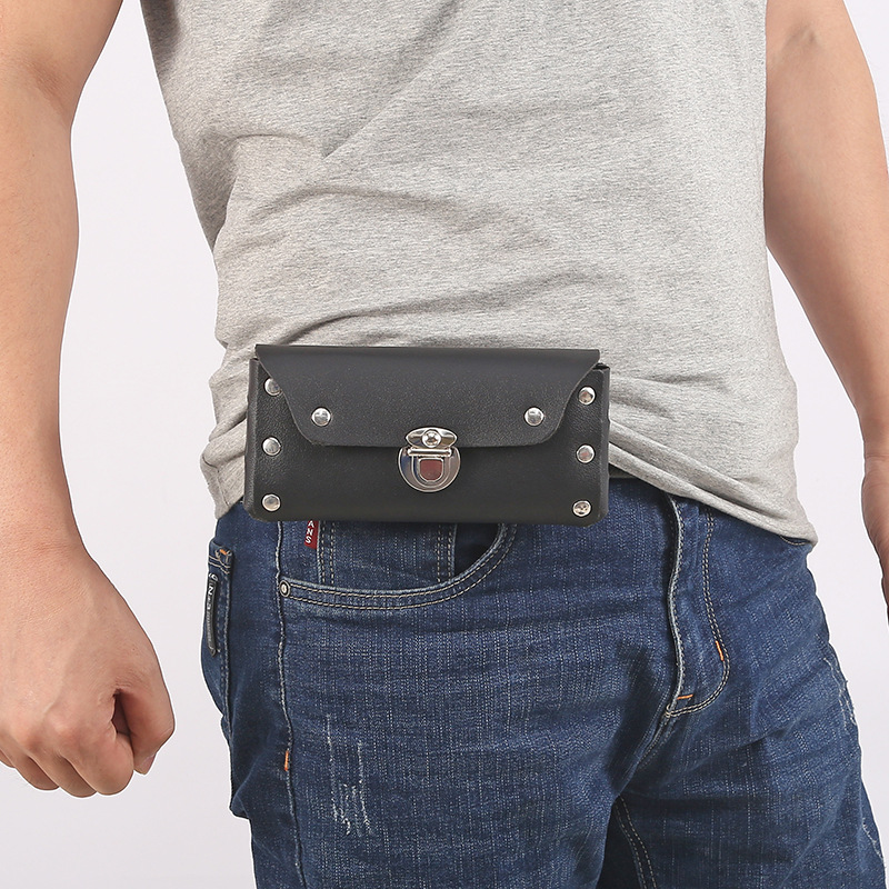 PU men's snap-on mobile phone waist bag rivet wallet night market stall hot sale running rivers and lakes factory wholesale bag