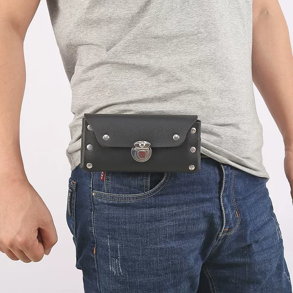 PU men's snap-on mobile phone waist bag rivet wallet night market stall hot sale running rivers and lakes factory wholesale bag