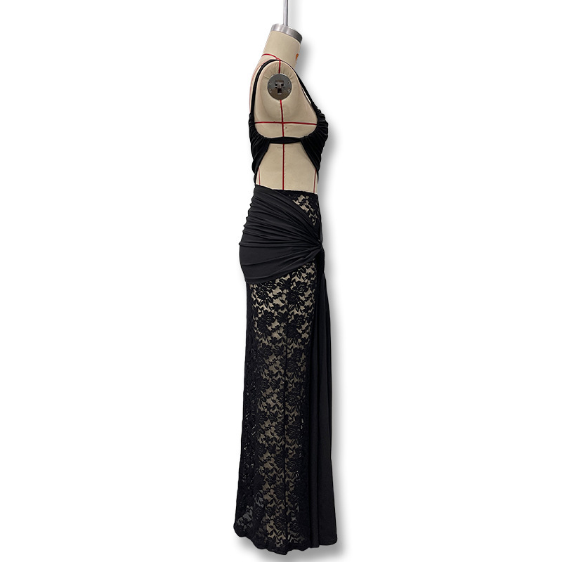 Women's Summer Sexy Backless Hollowed out Strapless Top And Slim Fit Skirt Set Cross Border Wholesale Clothing_ecoleips.com