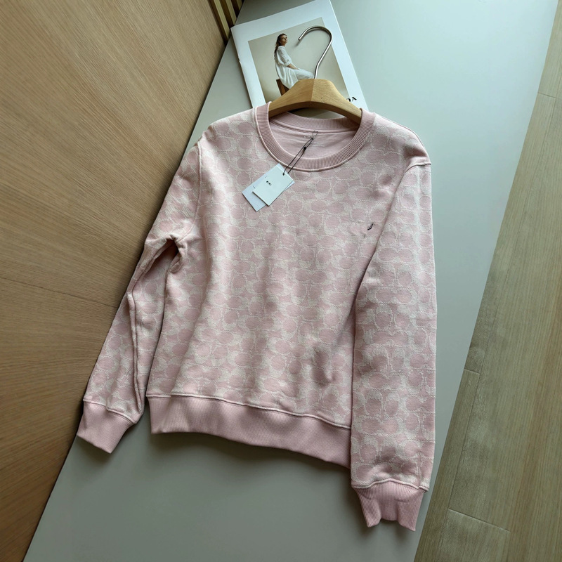 26 Autumn/Winter CH Koujia pink dinosaur monogram all-over print loose casual pullover long-sleeve sweatshirt for women 26 Autumn/Winter CH Koujia pink dinosaur monogram all-over print loose casual pullover long-sleeve sweatshirt for women