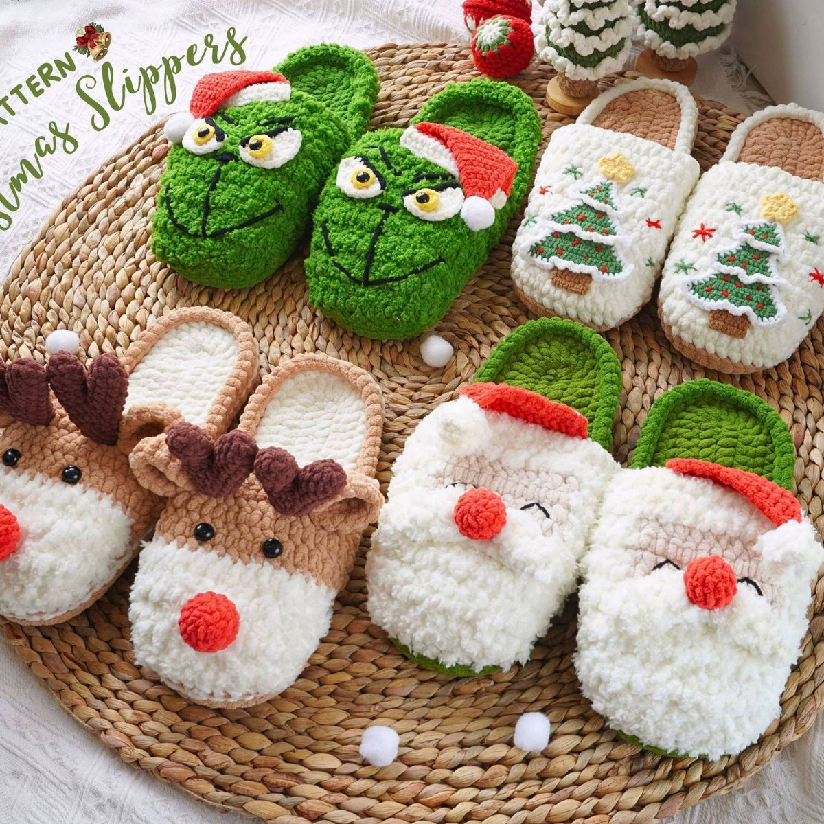 Внешняя торговля мультфильм пользовательские оптовые шерстяные тапочки трансграничные амазонка рождественские хлопчатобумажные домашние хлопчатобумажные тапочки