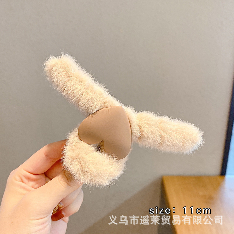 抓夹大号发量多发夹秋冬高级感后脑勺盘发鲨鱼夹子头饰毛绒发卡女|undefined