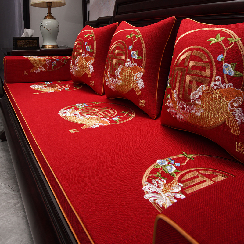 Estilo chino sofá de palo de rosa cojín Arhat cama cubierta muebles de madera maciza silla sofá cojín antideslizante esponja cojín cuatro estaciones