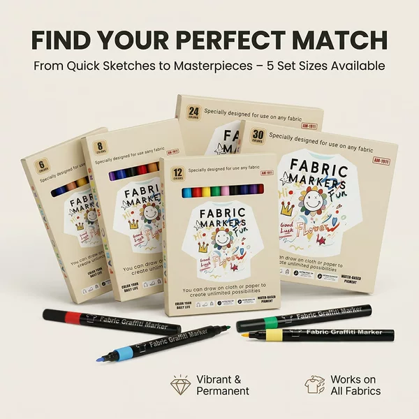 Cross-Border Popular Product: Painted Fabric Marker Set, Washable and Non-Fading, Drawing and Graffiti Pens, Student Clothing Signature Pens
