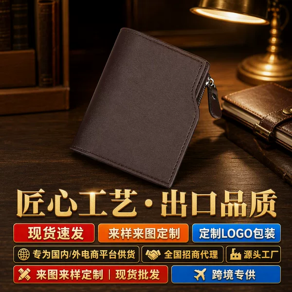 Men's Medium Wallet New Leather Wallet Men's 70% off Multi-Card Slot Wallet Men's 7-Card Slot Zipper Coin Purse