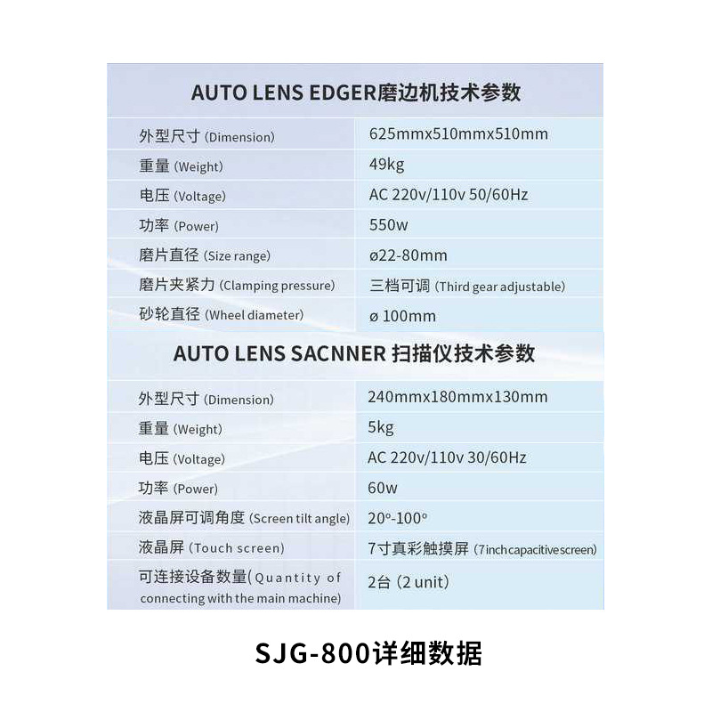 Equipo de procesamiento de gafas finas SJG8000A máquina rectificadora de borde automática sin molde con máquina rectificadora de alta precisión de escaneo