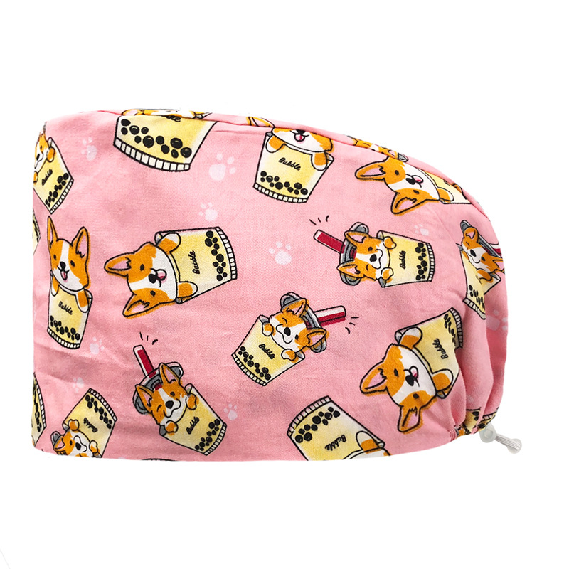 Algodón puro impreso casquillo de la enfermera tapa médica hogar tapa de la cocina aceite de catering a prueba de humo anti-pelo sombrero de trabajo de la enfermera