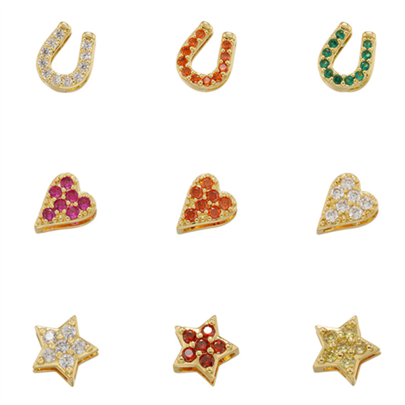 2g Weight Copper Zircon Four Leaf Clover Heart Shape