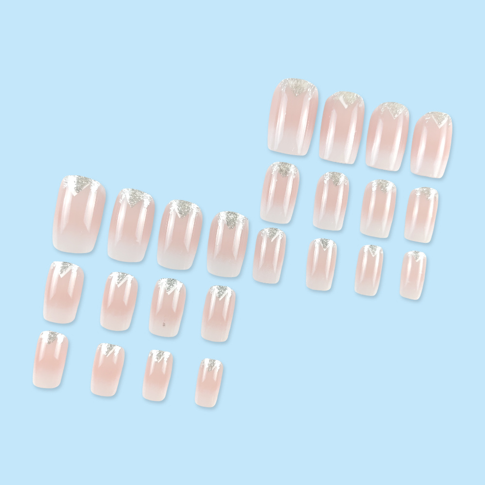 Polvo de jade blanco gradiente manicure polvo de plata montaña parche de uñas falsas sensación de alto nivel de venta caliente transfronteriza desgaste de uñas image 5