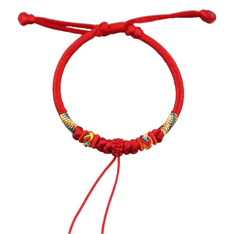 Pure Hand-Woven Children's Red Rope Bracelet Semi-finished Hand Rope Original and Simple Beaded Red Rope for Women