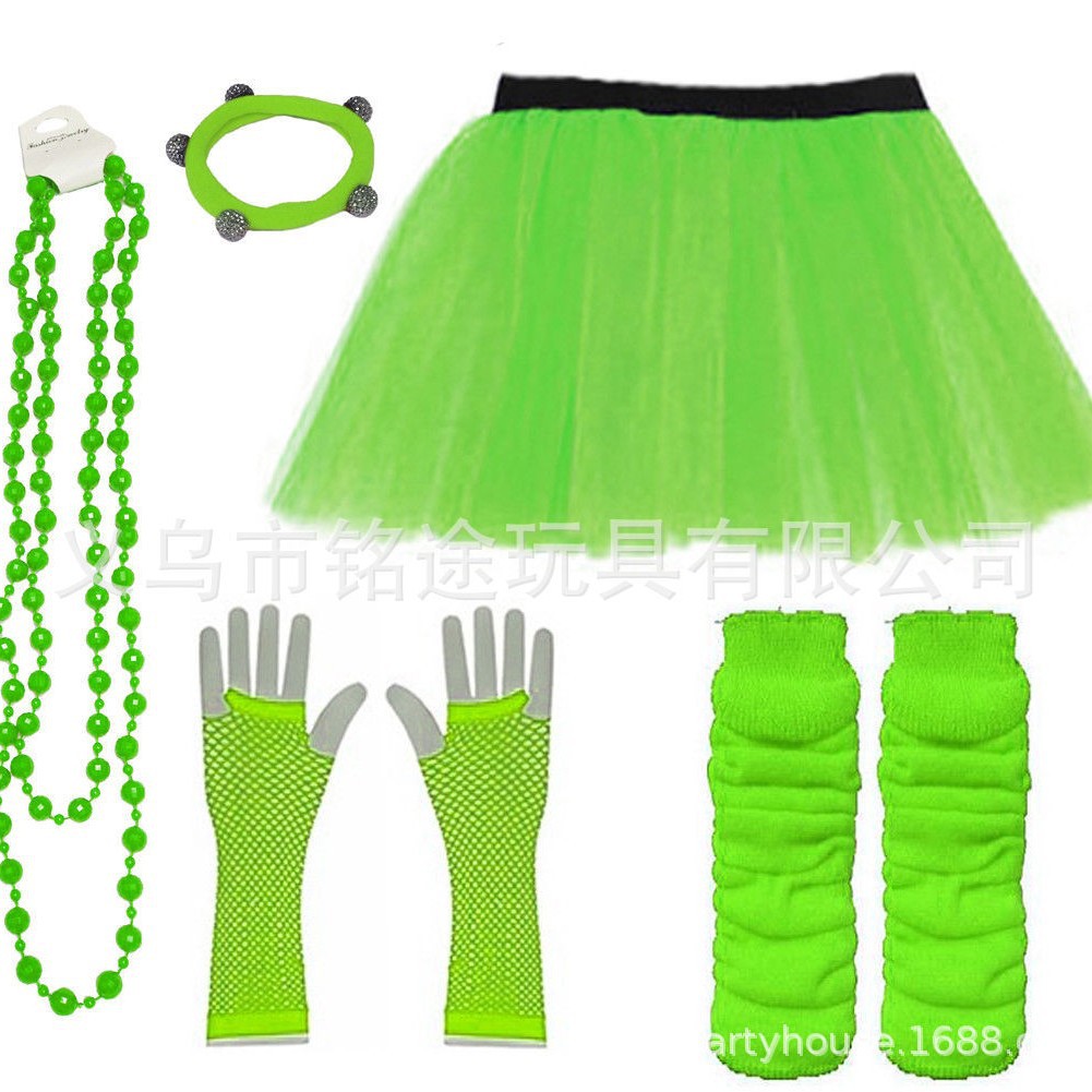 1980 s 80s traje collar pulsera falda de gasa guantes brazalete 80s Flapper girl dress