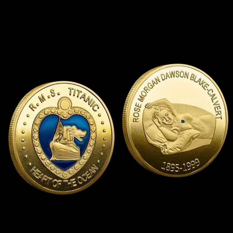Titanic Heart of the Ocean Gold and Silver Coins Forever Love Medal Love Seal Lover Gift Souvenir