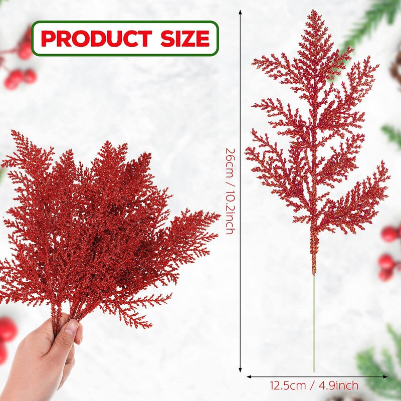 ミラー越しに美しい松葉の枝、キラキラ葉、クリスマスの花、DIY ホームガーデン装飾ガーランドアレンジメントの枝|undefined