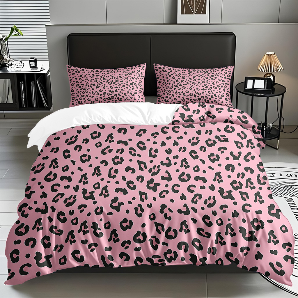 TEMU / JIT comercio exterior textil doméstico transfronterizo impresión digital de leopardo de alta definición colcha de colcha de almohada kit de ropa de cama para hacer dibujos