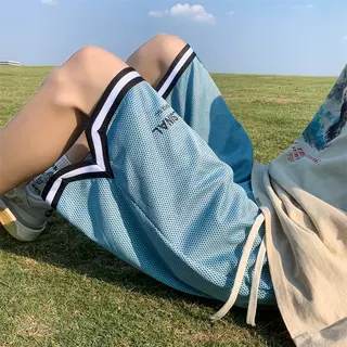 冰丝短裤男宽松美式网眼五分休闲裤夏季凉感青少年跑步运动大裤衩