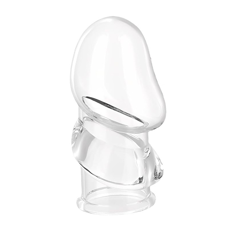 Locking Glans Sleeve Condom with Textured Wolf-Tooth Surface, TPE Reusable Delay Sleeve for Couples — detail image 3