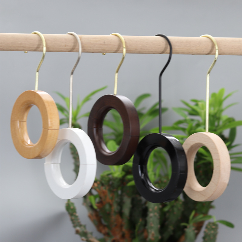 Clothing Store Wooden Ring Beech Multifunctional Solid Wood Pattern Ring Hook Jeans Scarf Bag Rack Wooden Ring