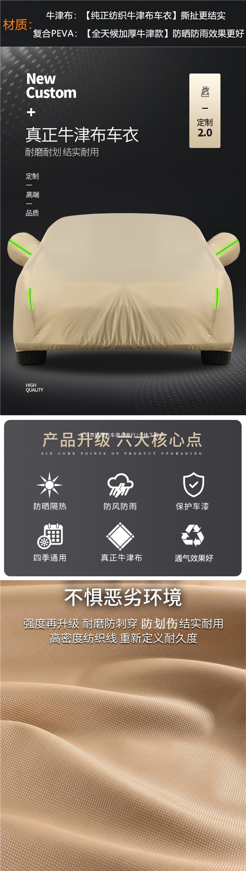 Car cover, made of Oxford cloth, lightweight, sunproof, rainproof, and heat-insulating. Thickened for winter use, providing full sun protection
