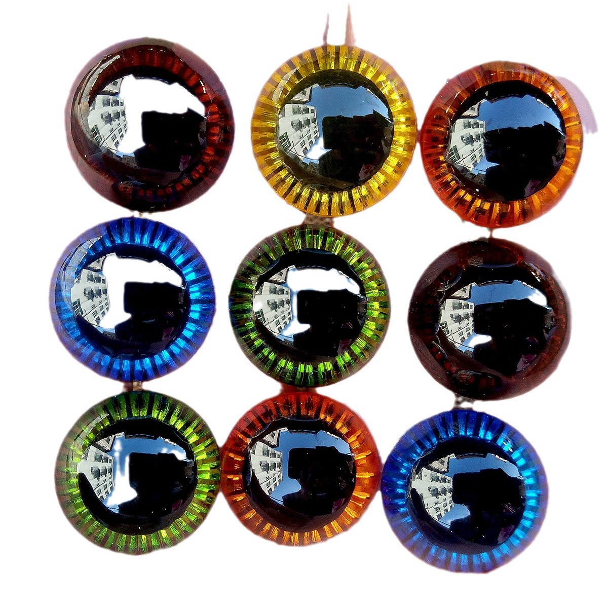 Accesorios de juguete láser ojo cuentas muñeca radiación ojo muñeca fresa oso plástico DIY ojo animal resina ojo