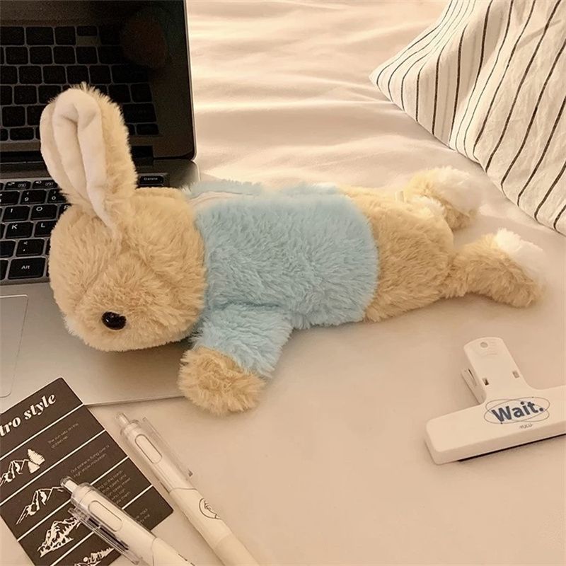 インス風かわいいぬいぐるみピーターラビット人形鉛筆バッグカレッジスタイルソフトかわいい癒しの動物文具収納袋|undefined