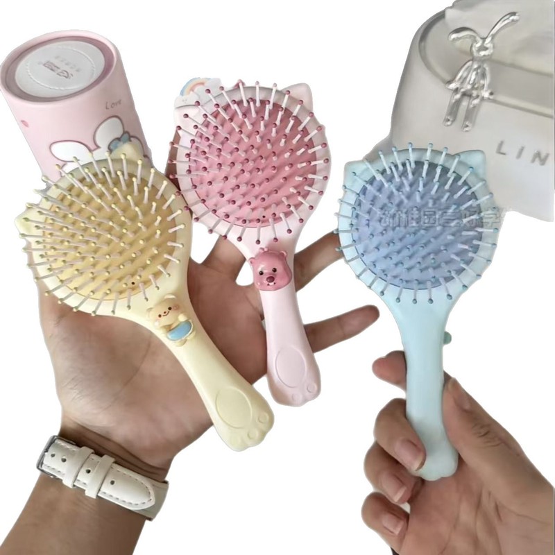 新しいカクレクマエアバッグツーインワンミラーコームかわいい漫画エアクッションポータブルマッサージミニハンドヘルドミラーコーム|undefined