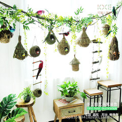 批發創意鳥窩鳥巢掛飾手工草編花園櫥窗吊飾幼兒園植物角裝飾